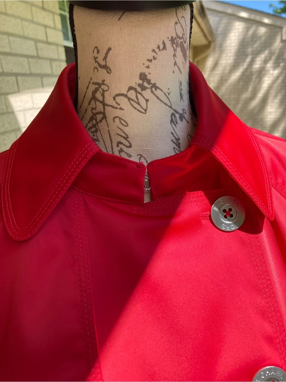 Michael Kors Red Belted Cropped Trench Coat Silver Hardware